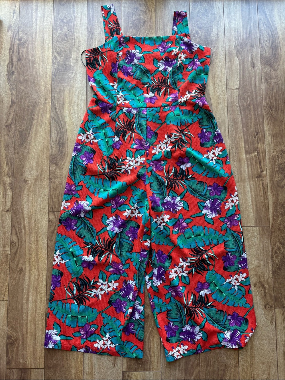 Floral Wide-Leg Jumpsuit - Tropical Print - Picture 2 of 6